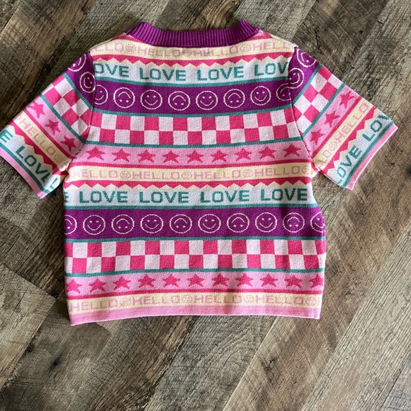 Debut Pink and Purple Women’s Short Sleeve Sweater - Picture 6 of 7